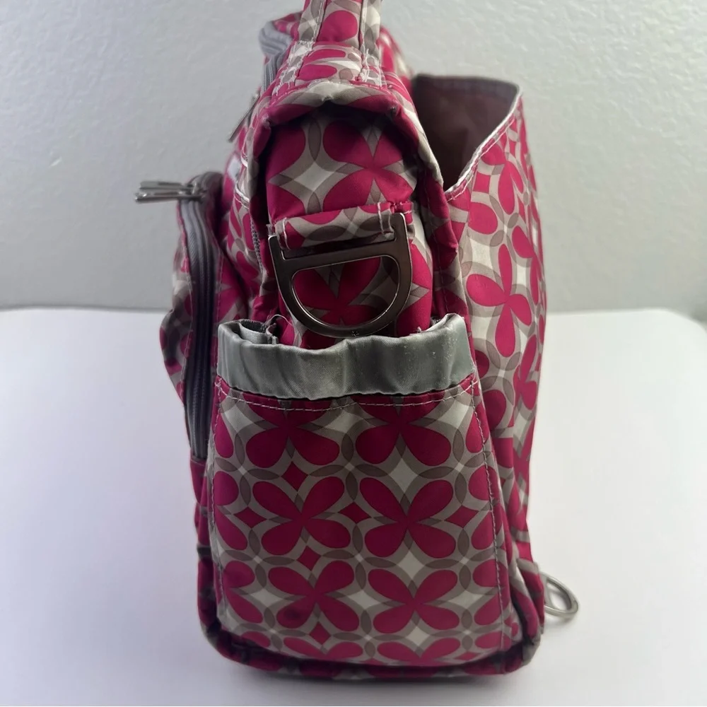 Ju Ju Be Gray Pink Crossbody Backpack Diaper Bag Tote